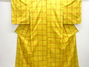 格子織出し米沢紬着物